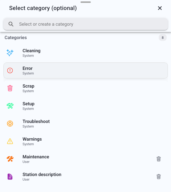 Create guidance — select category