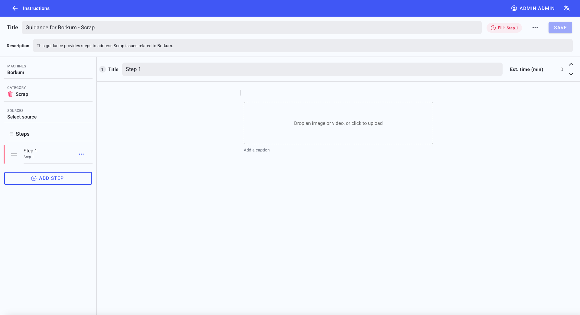 Guidance editor with steps
