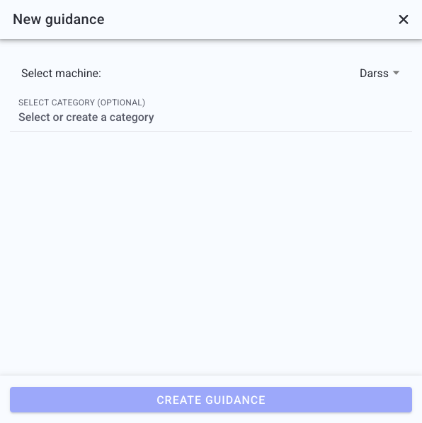 Create guidance — new entry dialog