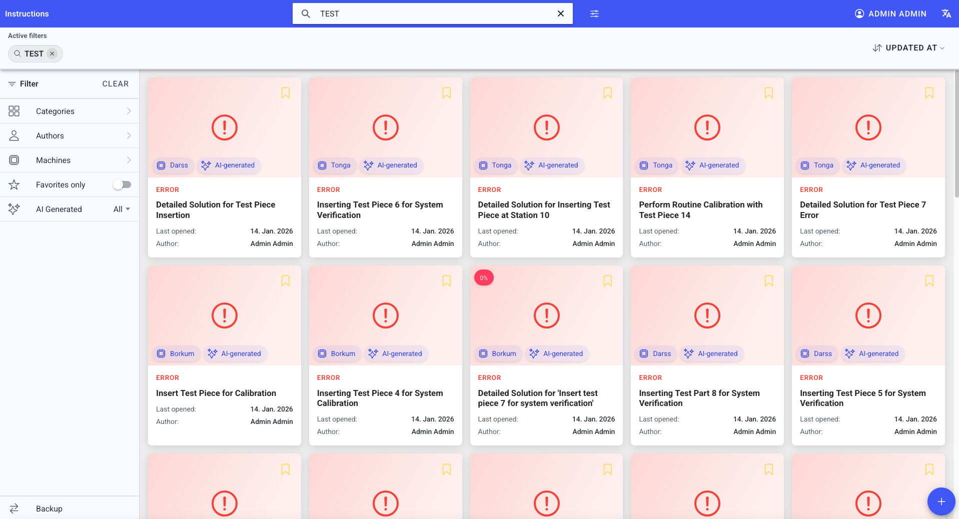 Guidance search with filters and sorting