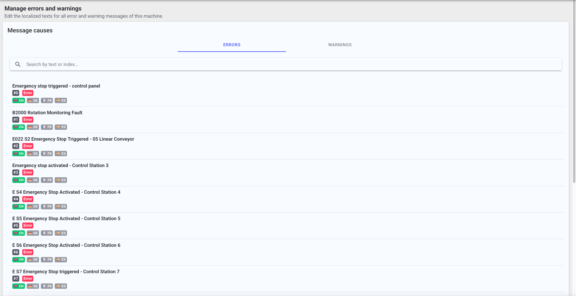 Error and warning (message) causes configuration