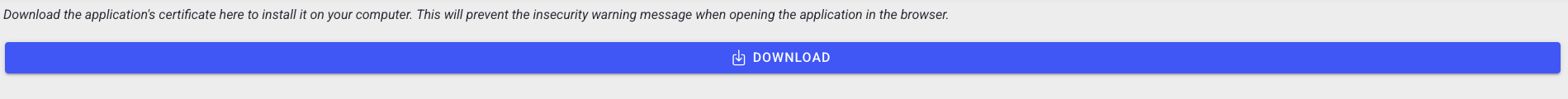 SSL certificate settings with the download action
